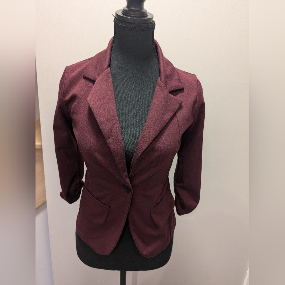 Red Blazer with Notched Lapel and Tailored Fit